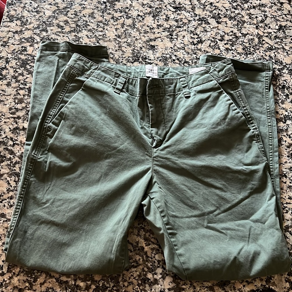 Gap Girlfriend Chinos Sz 4 light green cotton front & back pocket